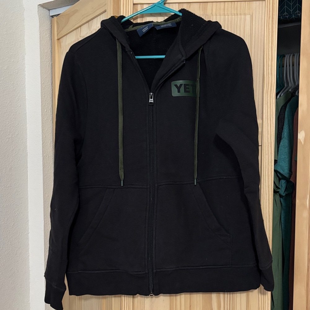 Yeti Black and Green Zip-Up Hoodie